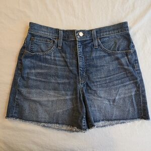 J. Crew High Waist Denim Cutout Jean Shorts Frayed Hem